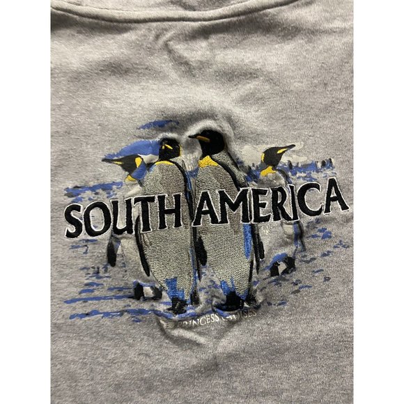 Princess Cruises South America Embroidered Penguin Graphic Gray Crew Neck Tee 2X - Picture 7 of 7